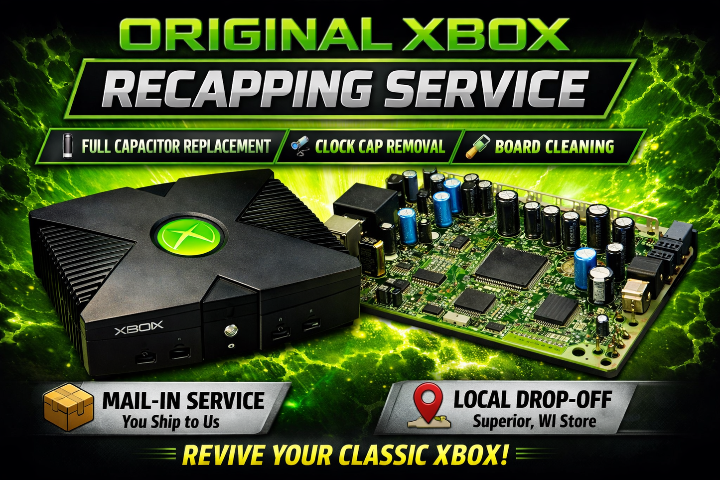 ⭐ Original Xbox – Full Motherboard Recap (Mail‑In or Local Drop‑Off)